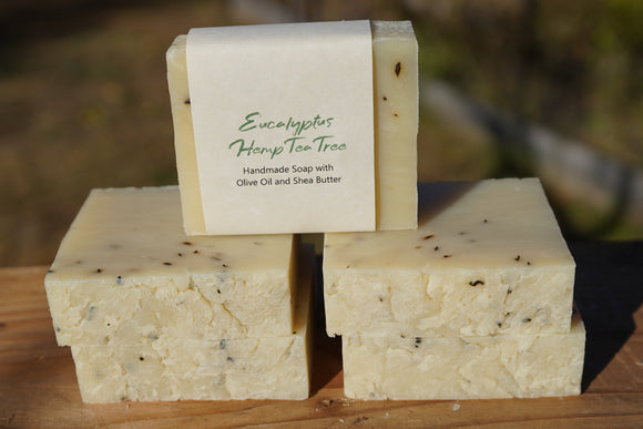 Eucalyptus Hemp and Tea Tree - Vegan - All Natural Bar Soap - Handmade Soap Made With Shea Butter and Olive Oil