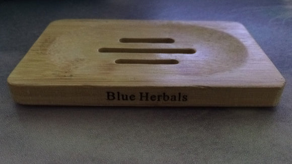 3 Pieces - Blue Herbals - Eco Friendly Natural Bamboo Soap Tray Dish Rack Holder